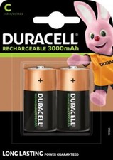 2 Duracell Akku C 3000mAh Rechargeable NiMH im 2er Blister