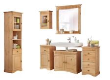 6 tlg Badmöbel Set aus Kiefernholz gelaugt geölt Badschrank Badschränke