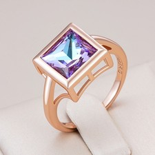 Ring mit 585er Rosegold Walzgold vergoldet Zirkonia  Lila Blau Geschenkbox Luxus
