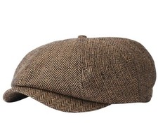 Schiebermütze BAKERBOY braun  Brixton Tweed flatcap herringbone