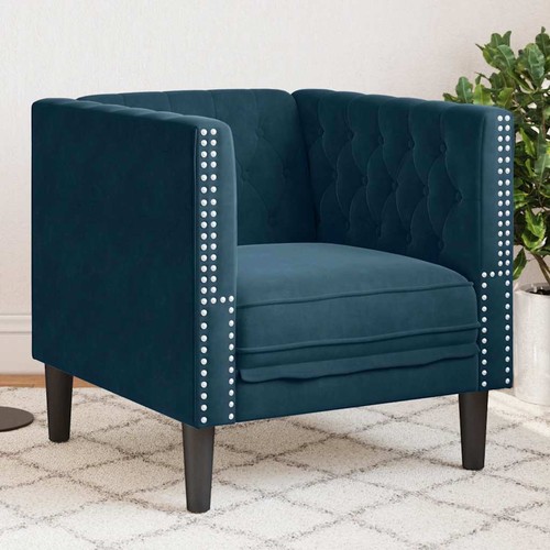 Chesterfield sessel blau samt - blau,