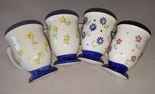 4 sehr schöne handbemalte Kaffeetassen mit Blumenmotiv