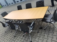 Wilkhahn Confair Konferenztisch Buche klappbar  auf Rollen 260/90/100 + 8 Stühle