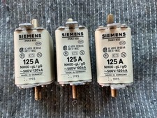 3 Sicherungen  Größe NH 00 125A Siemens Sicherungseinsatz