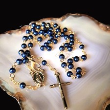 Rosenkranz Perlen warmes Blau