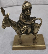 Messing Figur Skulptur Mann auf Esel