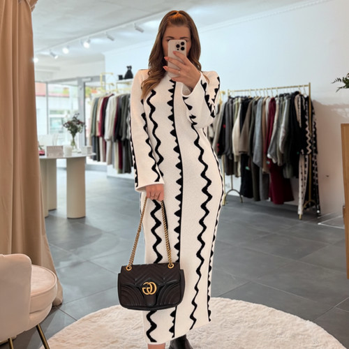 Strickkleid damen langes kleid - strickkleid,