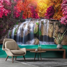 Fototapete Wasserfall Wald 3D Effekt Natur Wohnzimmer VLIES TAPETE + KLEISTER