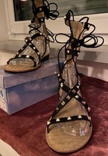 sergio Todzi, Gladiator Sandale, schwarz, Nieten, Reißverschl., Schnürung, flach