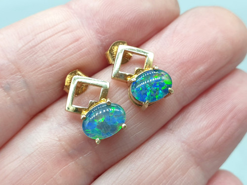 Ohrstecker gelbgold opal - ohrstecker, 9