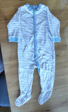 Baby, Schlafanzug, Overall, blau-weiß, Größe 74, von H&M