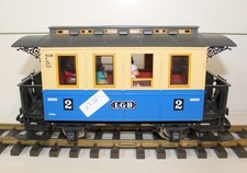 LGB Spur G  Personenwagen Blau-Beige, Figuren Metallachsen f. Gartenbahn / #2336