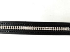 Stirnriemen / Glitzer / Leder / Schwarz / Strass / Silber / Wogati