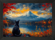Fuji berg schwarze katze - fuji,
