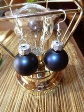 Modeschmuck 1 Paar Ohrringe Glas Mini Weihnachtsohrringe blau Christbaumkugel