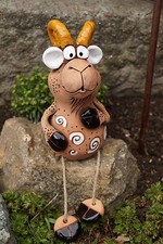 Keramik Schafbock Eddy Handarbeit Gartendekoration Figur Wohnbereich Widder 