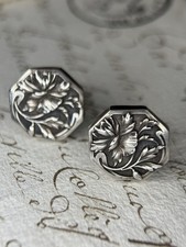 RAR Jugendstil Charles MURAT Kragenknöpfe Silber Blumen Art Nouveau France