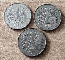 5 Deutsche Mark D G J 1982 1983 1990 BRD Adler Kupfernickel Münzen Sammler Set