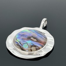 CLIP-ANHÄNGER 925/-SILBER RHOD. MIT ABALONE/ BERGKRISTALL DUBLETTE SCHMUCKJAGD