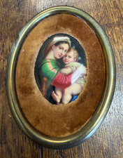 Antikes Porzellanbild  um 1880    ''Madonna della Seggiola''      ca. 14 x 11 cm