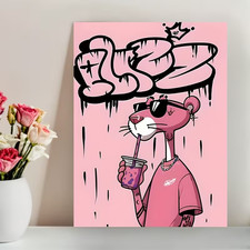 Leinwanddruck pink panther - pink,