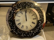 Wanduhr Rund Schwarz Kristall