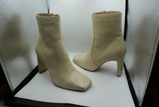 Bianco echt Leder High Heel Blockabsatz Stiefeletten creme beige Gr.40