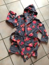 NEUW Damen-Bademantel/Badejacke mit Kapuze Gr.S/36/38 Loungeable Blumen-Grau TOP