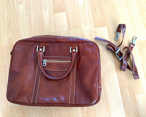 Braune leder aktentasche - leder,