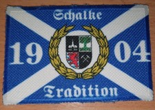 Aufnäher Schalke  TRADITION  1904 Fahne Flagge Aufbügler Patch 9 x 6 cm