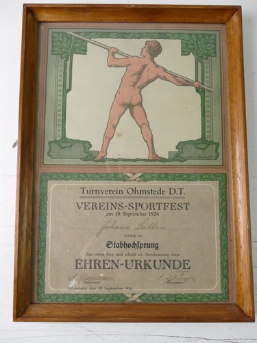 Ehren urkunde aus 1926 - ehren-urkunde,