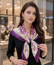 Seidentuch Halstuch lila Rosen