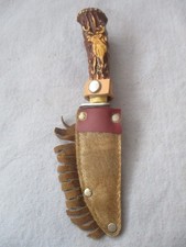 Altes Trachtenmesser  Campingmesser mit Lederscheide FES  ROSTFREI