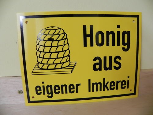 Werbeschild honig aus - werbeschild, aus..."