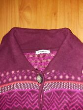 Strickjacke von Public  Gr. 42 Grau Pink Rot gemust Wolle Kaschm