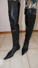 Nello Nembro Overknee Made in Italy Luxus Echt Leder Overknee schwarz 41