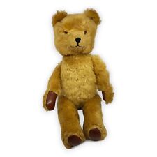 Alter Teddy Bär Glasaugen Hart Vollbeweglich Antik Vintage Braun Leder Hand 44cm