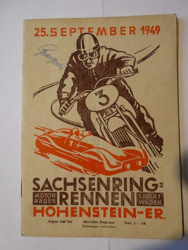Rennprogramm sachsenring 1949 - sachsenring,