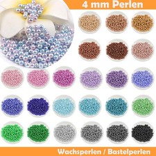 Wachsperlen 4 mm mit Loch Set Kinder Armband Acryl 4mm Basteln Perlen Bunt Weiß