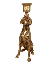 Deko Figur Dekoobjekt Kerzenständer Kerzenhalter Dänische Dogge Hund gold Dog