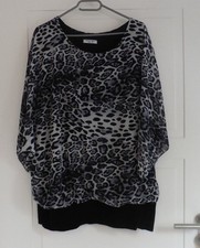 Zabaione , Italy , Shirt, Bluse, Tunika Leoprint, schwarz, grau, Gr. L/XL, 42/44