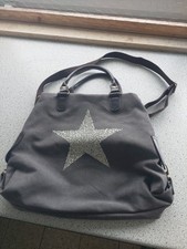 Tasche Convers Schultertasche Umhängetasche Stern grau Strass Glitzer