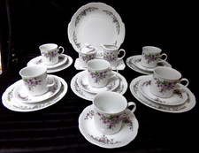 Mitterteich Kaffeeservice f. 6 Pers. mit Tortenplatte, 21 Teile, Veilchendekor