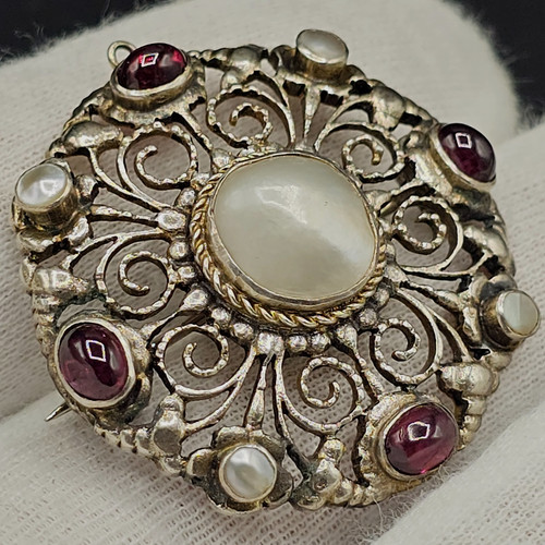 Antike silber brosche mit - antike,