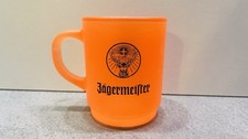 Jägermeister Kaffeebecher Glas Neonorange mit Logo & Henkel – ca. 9 cm