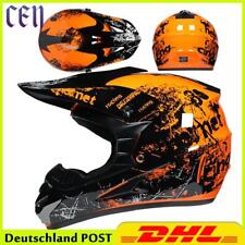 Crosshelm +Handschuhe +Brille Universal Jethelm DOT Orange Motorcross Helme