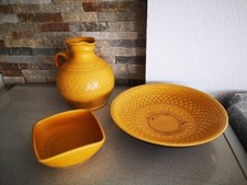 3er Set Wilhelm Kagel Keramik Garmisch-P Krug 17,5 cm Schale 12x12 cm Wandteller