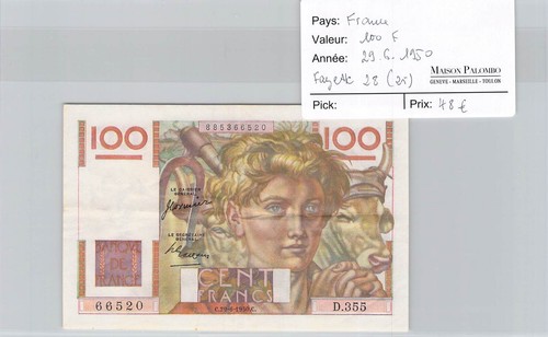Geldschein frankreich 100 - -,