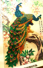 Schönes Bild "PFAUEN" nachgelegt mit Kristallsteine, Gr. 27 x 37 cm