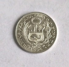 Peru - 1/2 Dinero - 1895 TF - 900 Silber - 15 mm - Sehr gute Erhaltung -